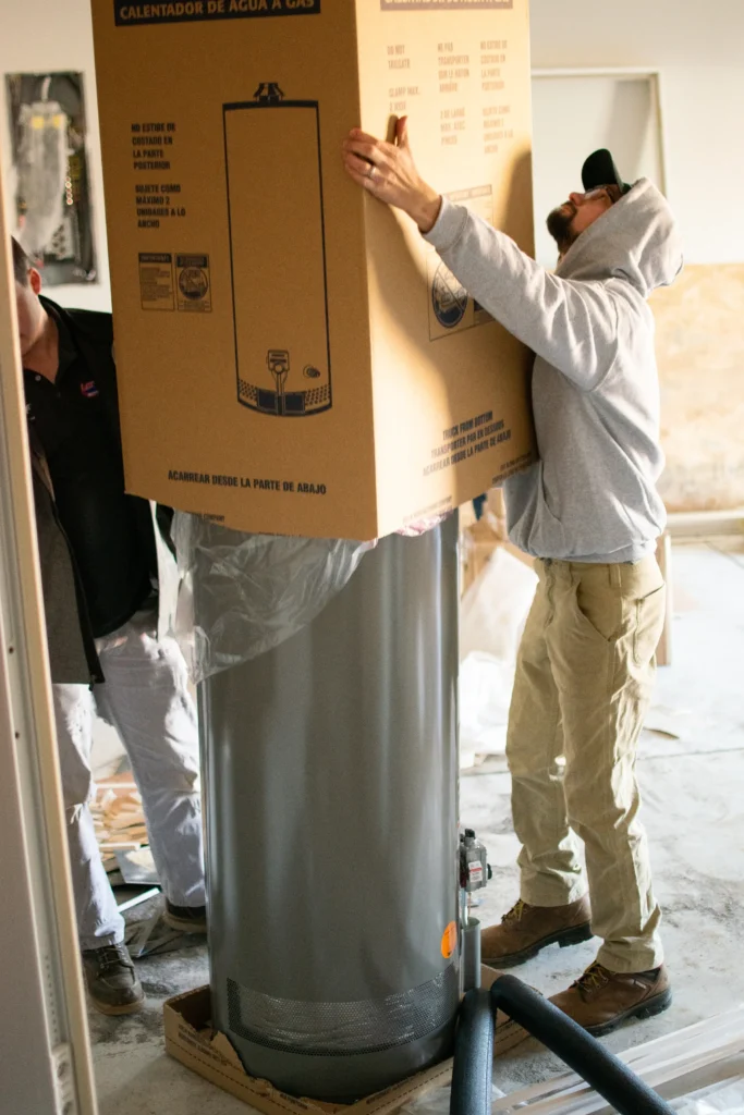 unboxing new water heater-lorenz plumbing heating and air-springfield