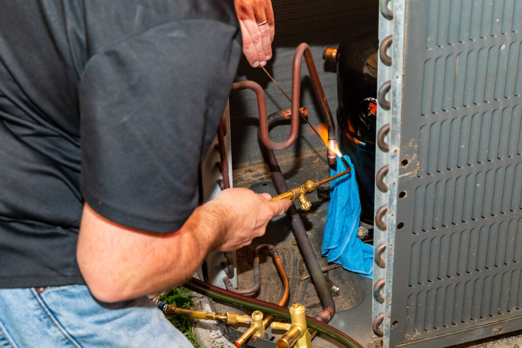 Air Conditioner Technician brazing equipment