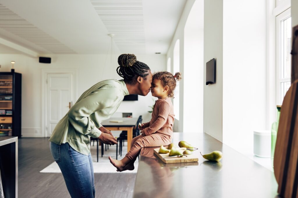mom and daughter in kitchen