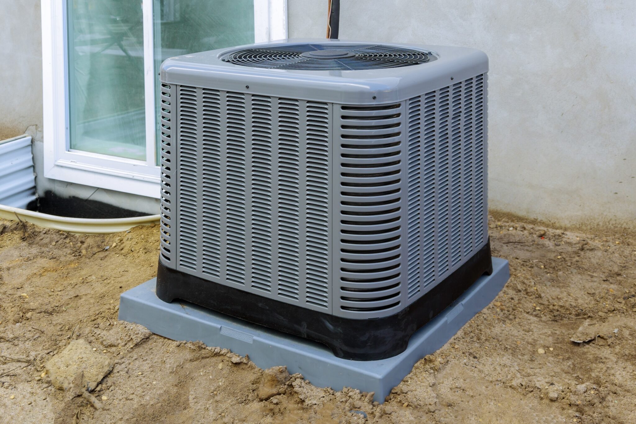 Air conditioning system outside installation on of the house.