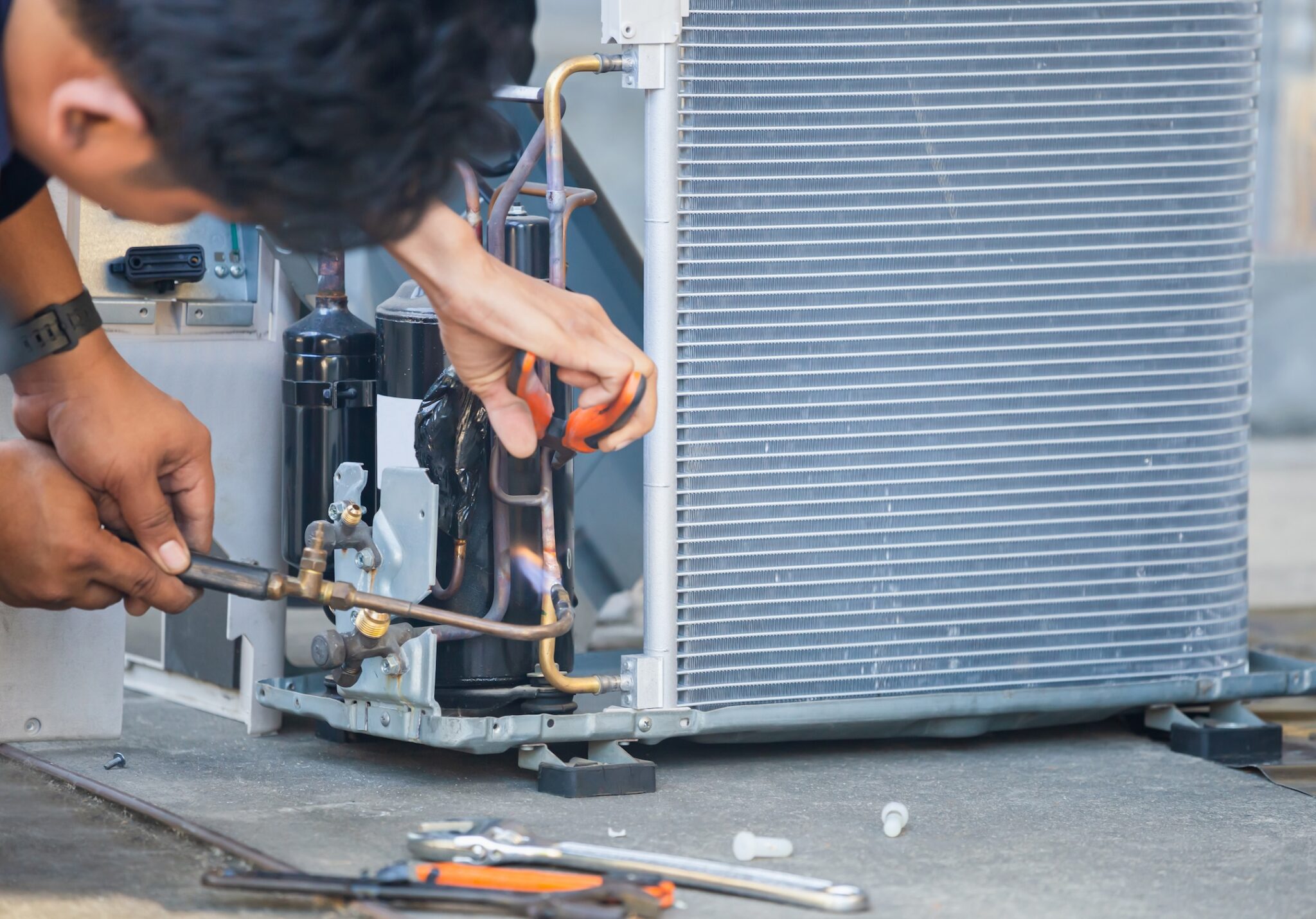 closeup-of-hvac-repairs-on-air-conditioner